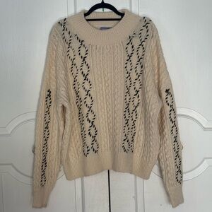 Michelle Nicole Cream and Black Cable Knit Sweater